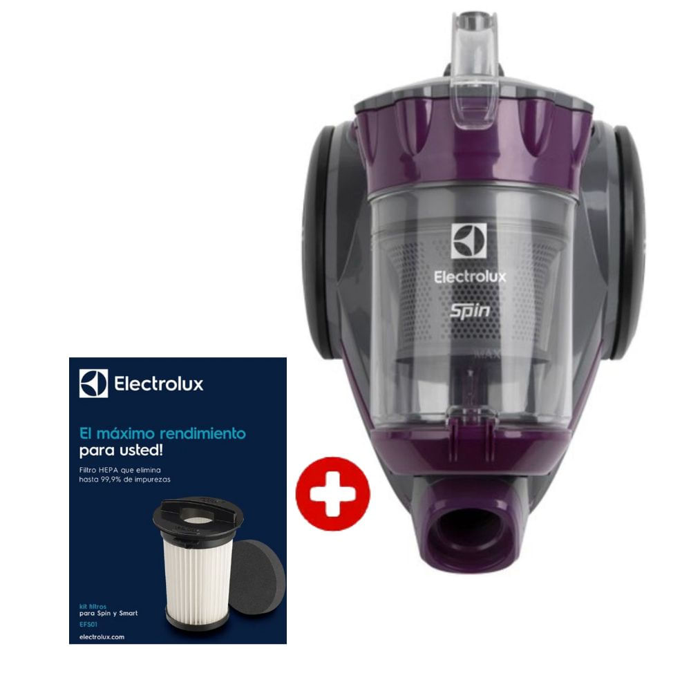 Combo aspiradora Electrolux Spin 1.5 litros, ABS01 1200W + Kit de filtros HEPA EFS01, compatible ABS01 ABS02 ABS03, púrpura